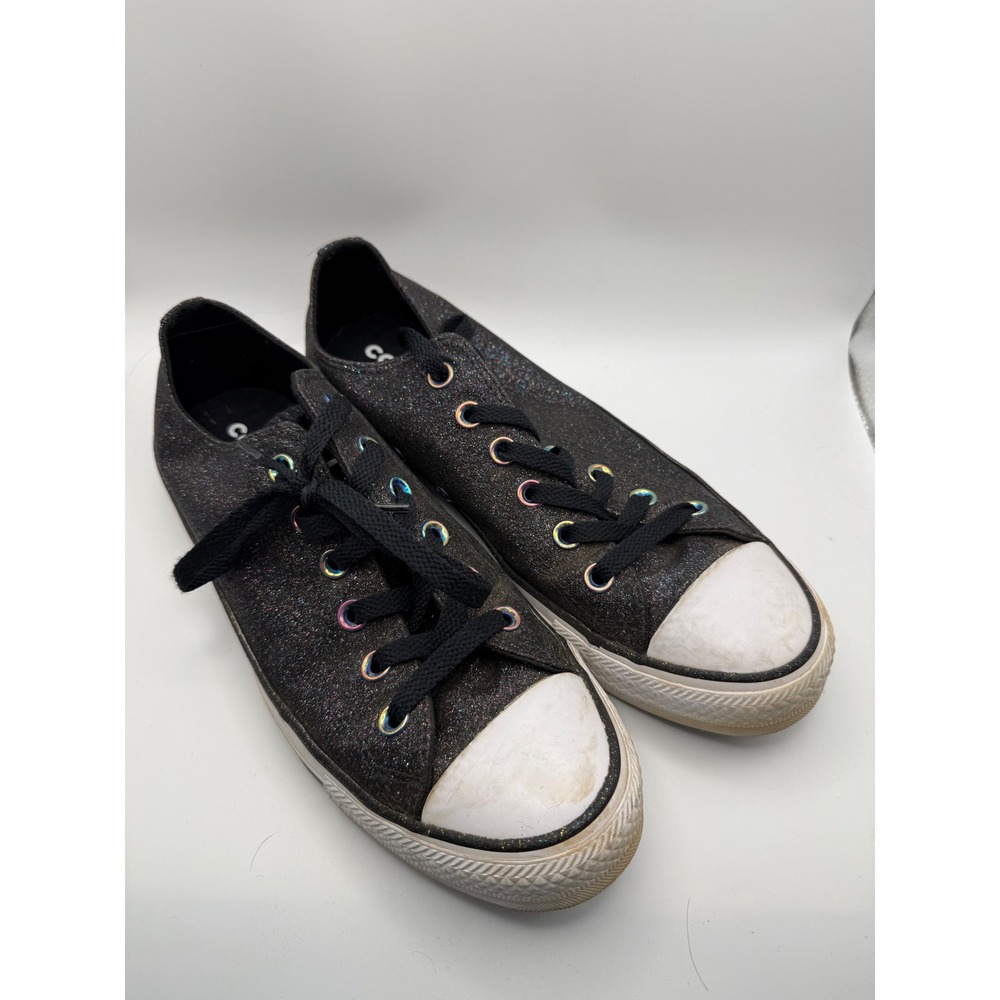 Converse Chuck Taylor All Star Women 9 Black Glitter Iridescent Low Top 165784C